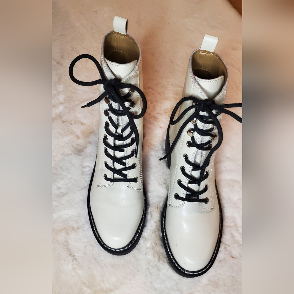 Calvin Klein White combat boots Size 8.5 Only Worn Once